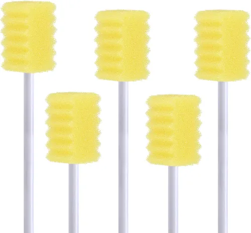Vista 4 de 100 hisopos desechables para la boca, hisopos para el cuidado bucal, sin sabor y estériles, desechables para limpieza bucal y encías, color azul