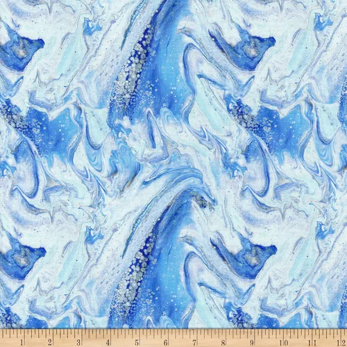 QT Fabrics Fusion II Wave Azul hielo, Tela por yarda