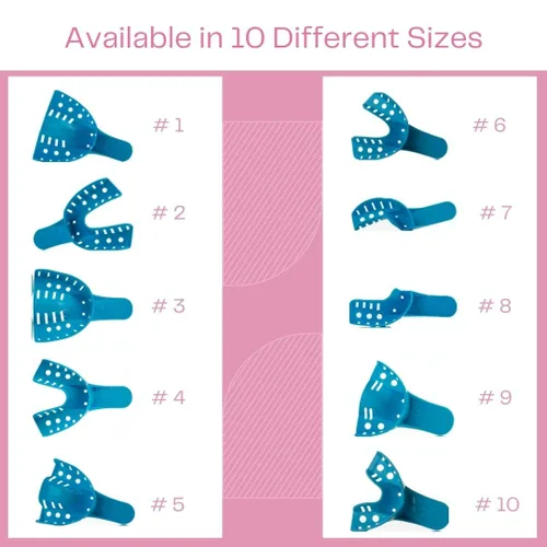 Vista 5 de Bandejas de impresión dental perforadas sin látex desechables bolsa de 12 piezas (#1 grande superior)