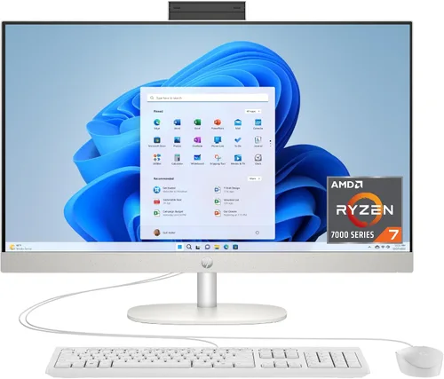 HP PC de escritorio todo en uno de 27 pulgadas, pantalla FHD, AMD Ryzen 7 7730U, 32 GB de RAM, SSD de 1 TB, gráficos AMD Radeon, Windows 11 Home,