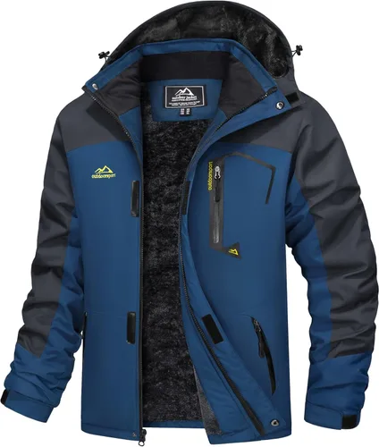Vista 20 de MAGCOMSEN - Abrigos de invierno para hombre, chaqueta impermeable para esquí y nieve, chaqueta abrigada de forro polar, parka con capucha