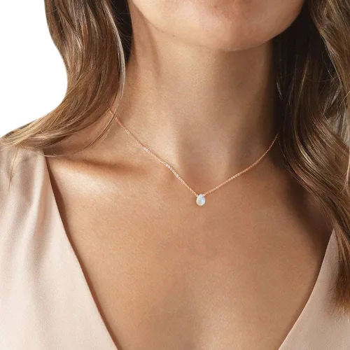 Metzakka Rainbow Moonstone Sterling Silver Necklace for Women, Handmade Genuine Teardrop Healing Stone, 16-18 Chain June Birthstone Jewelry