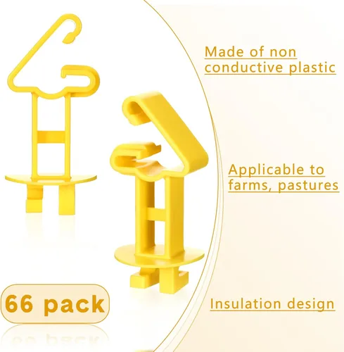 Vista 7 de Geiserailie 66 unidades aislantes eléctricos de poste en T, extensor de aislador de madera, cable eléctrico estándar, ajuste cómodo, clip de poste