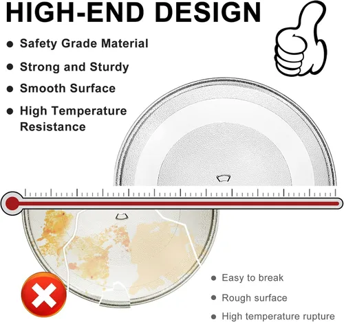 Vista 3 de Placa giratoria de vidrio para microondas W10337247 de 12 pulgadas para placa de vidrio de microondas Whirlpool - Reemplace la bandeja de vidrio