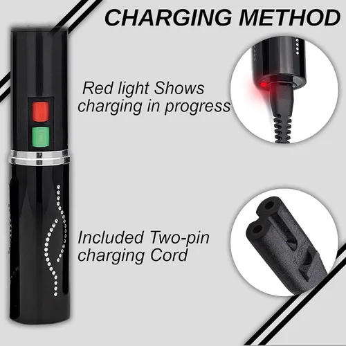 Vista 4 de FIGHTSENSE Linterna Lápiz Labial Pistola de Paralizantes para Mujeres Autodefensa Brillante Lápiz Labial LED - Batería Recargable