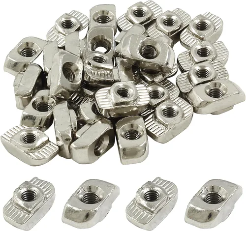Vista 7 de 50 tuercas de acero al carbono de la serie 4040 T, M6 con ranura en T para cabeza de martillo, surtido de tuercas para perfil de aluminio