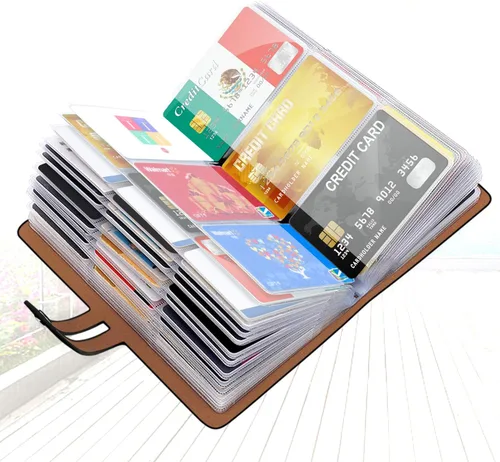 Vista 9 de Padike Soporte para tarjetas de crédito RFID, organizador de tarjetas de visita, con 96 ranuras para tarjetas, protector de tarjetas de crédito