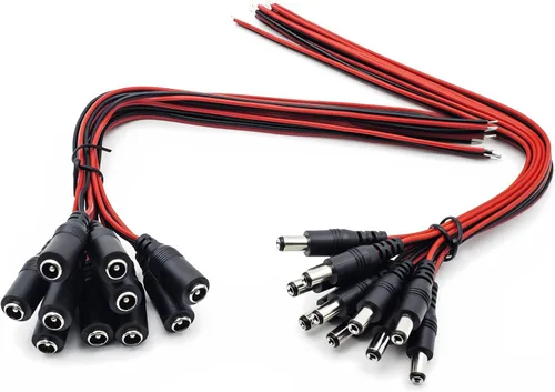 Cable de alimentación de CC de 12 V 5 A, conectores macho hembra para cámara de seguridad CCTV, conectores adaptadores de corriente (0.217 in x