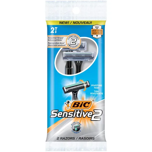 Vista 2 de BIC Sensitive 2 - Maquinilla de afeitar desechable para hombre, dos cuchillas, paquete de 20 maquinillas de afeitar, para un afeitado calmante