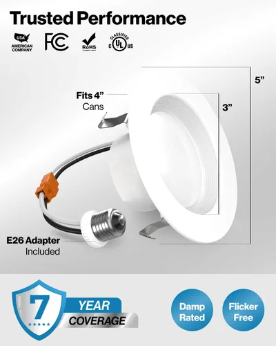 Vista 8 de Sunco - Luces LED empotrables de 4 pulgadas, luz de lata retrofit para techo, moldura biselada, 660 LM, 11 W (equivalente a 60 W), blanco cálido