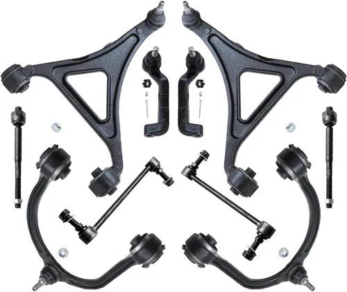 Vista 80 de Detroit Axle - Kit de suspensión frontal de 10 piezas para Chevy Trailblazer EXT GMC Envoy XL XUV Buick Rainier Isuzu Ascender Olds Bravada, brazos