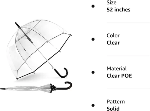 Vista 7 de ShedRain Bubble Umbrella See Through, Rain & Windproof Umbrella - Perfect for Weddings, Prom, Outdoor Events - Automatic Open, Flower Print