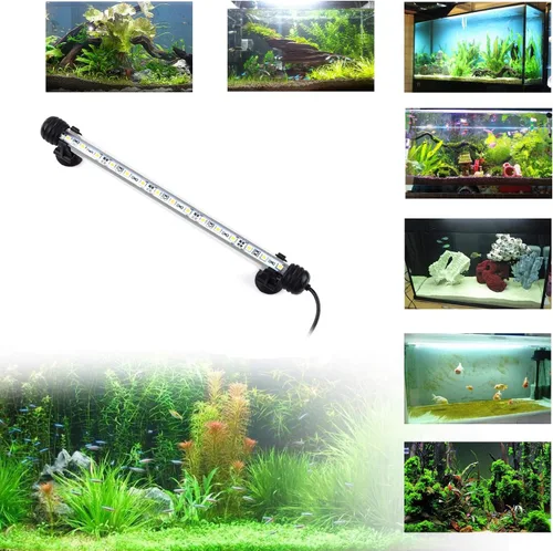 Vista 9 de LED Aquarium Light, Fish Tank Lights Underwater Crystal Glass Bright IP68 Waterproof Submersible Strip Bar Aquarium Tank Light, White, 7.5 inch