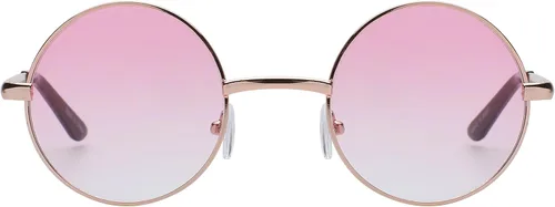 Vista 11 de OWL Gafas de sol redondas con marco de metal, círculo, retro, hippie, protección UV400 Lente verde-transparente de 2 tonos / dorado