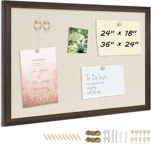 Vista 15 de DOLLAR BOSS - Tablero de corcho negro con lino de doble cara de 16 x 12 pulgadas, para paredes, marco de madera, para colgar, tablero de corcho