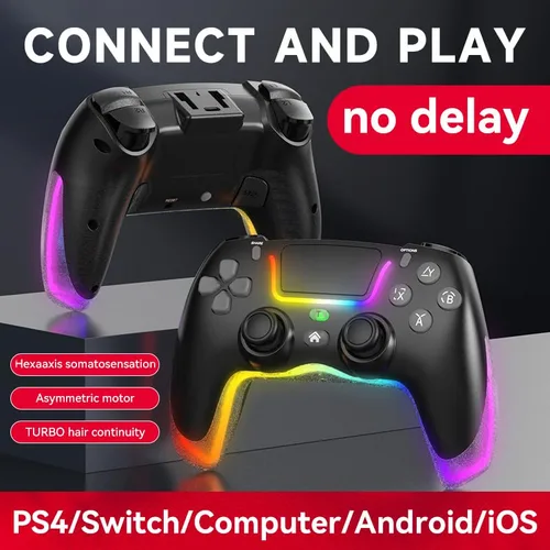 Vista 5 de RALAN PINK Wireless Controller Compatible with Playstation 4ProSlimfor PS4 Dualshock 4 Gamepad with Adjustable LED Lighting, 3.5mm Audio Jack and