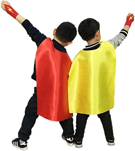 Vista 5 de ADJOY Capas y máscaras de superhéroe para fiestas de cumpleaños de niños, 7 juegos de disfraces de bricolaje, paquete a granel