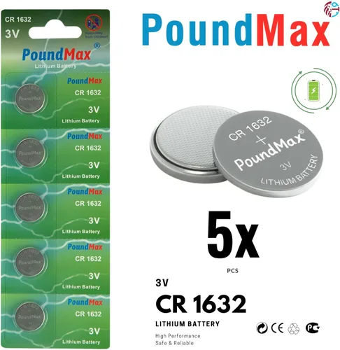 Vista 2 de PoundMax CR 1632 Baterías 3v Batería de botón de litio Paquete combinado - 5