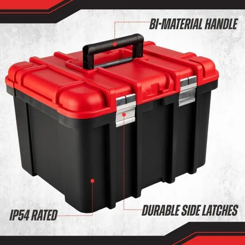 Vista 2 de Stalwart - Caja organizadora de herramientas de plástico, caja de herramientas portátil extragrande de 18.7 pulgadas con bandeja organizadora