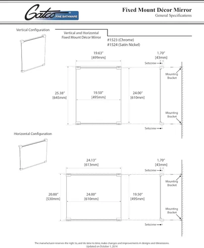 Vista 4 de Gatco 1523 Espejo decorativo de montaje fijo, cromado, 24 pulgadas