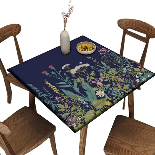 Vista 21 de Mantel elástico cuadrado para mesas de hasta 36 pulgadas, mantel ajustable impermeable con estampado bohemio, mantel de poliéster lavable