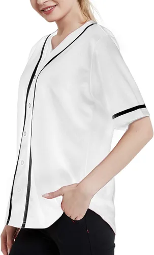 Vista 3 de TopTie Camiseta de béisbol para mujer, hipster, con botones