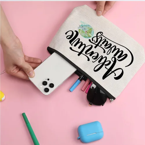 Vista 6 de ZHAMEN Bolsa de maquillaje divertida para regalo de cumpleaños de Navidad - Bolsa de cosméticos, Multicolor 0584, Estampado De Letras