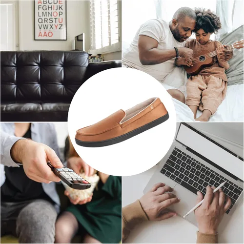 Vista 6 de isotoner Mens Moccasin Slippers with Microsuede Upper and Gel Infused Memory Foam Sole