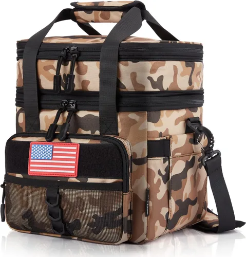 Vista 15 de JOYHILL - Lonchera táctica para hombres, con aislamiento térmico y bolsa extraíble para botellas, hielera duradera, moderna, grande, a prueba