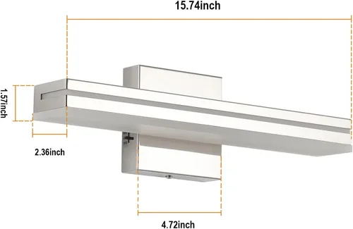 Vista 5 de SineRise - Lámparas LED modernas para tocador de baño (40,6 cm, 3000K/4000K/6000K, regulables), lámparas de pared modernas de acrílico cromado