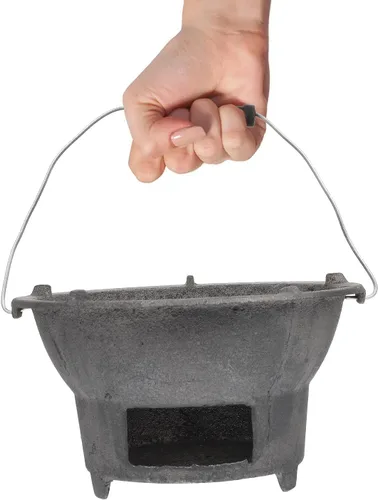 Vista 3 de DOITOOL Estufa de barbacoa de hierro fundido para exteriores, estufa portátil de carbón compacta, 8.3 x 8.3 x 4.3 pulgadas, herramienta de barbacoa