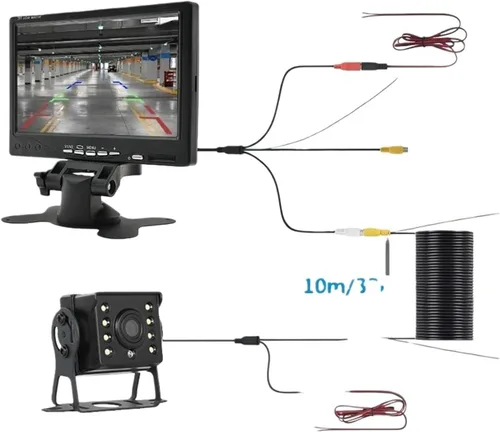 Vista 4 de Car Monitor 7 Inch LCD Display Compatible with Truck Bus Van Rear View Kit, with IR Night Vision L ED Reversing Camera