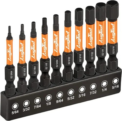 Vista 23 de Toolant Impact Allen - Juego de brocas de llave Allen de impacto de 20 piezas (métricas y SAE), brocas hexagonales de acero S2 de vástago hexagonal