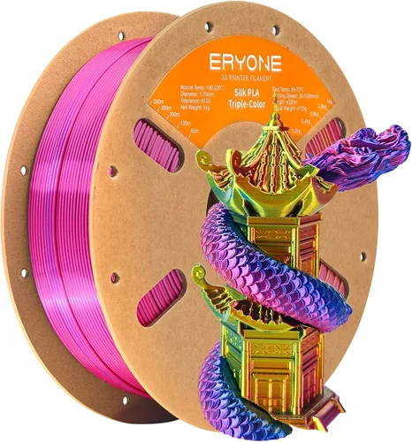 Vista 10 de ERYONE Filamento de ácido poliláctico (PLA) de seda bicolor para impresora 3D, de 1.75 mm +/- 0.03 mm, carrete de cartón de 1 kg (2.2 libras), negro