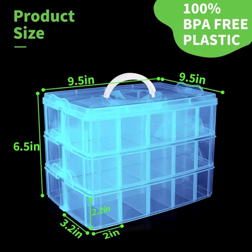 Vista 6 de Caja de almacenamiento para Lego, organizador de almacenamiento apilable con 30 compartimentos para Lego, para muñecas Barbie, para cubos