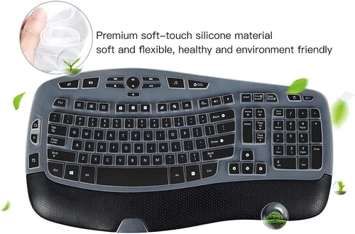 Vista 4 de Funda protectora para teclado Logitech K350 MK570 MK550, vinilo adhesivo para teclado Logitech K350 MK550 MK570, funda protectora de onda Negro