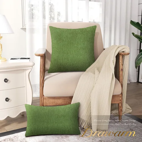 Vista 37 de BRAWARM Fundas de almohada 40x40 cm - Paquete de 2 fundas de almohada de chenilla negra, fundas de almohada de chenilla suave teñida sólida