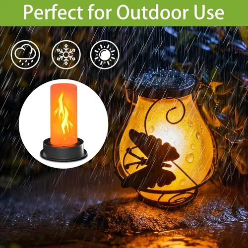 Vista 5 de Paquete de 2 luces solares de repuesto con llama parpadeante, piezas de luz solar impermeables para exteriores para faroles de globo de aire