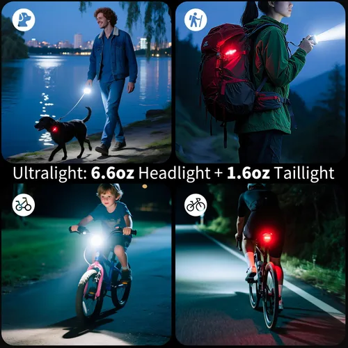 Vista 8 de Masdio Luces de bicicleta delanteras y traseras, luces de bicicleta para conducción nocturna, control remoto, haz de 984.3 ft y luz trasera