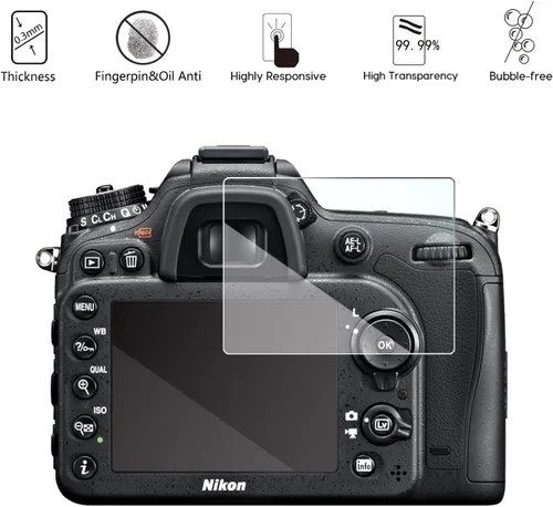 Vista 2 de AKWOX - Protector de pantalla de vidrio templado para Nikon D3500 D3400 D3300 D3200 D3100, AKWOX [0.012 in 2.5D alta definición 9H] cubierta