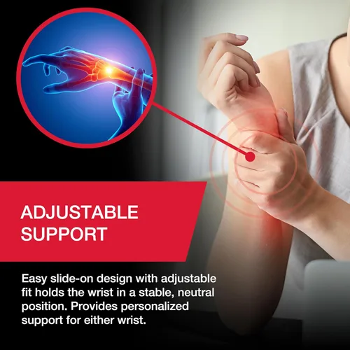 Vista 6 de MUELLER Sports Medicine Adjustable Night Support Wrist Brace, For Sleeping, Arm Compression worn Left or Right For Men and Women, Black, One