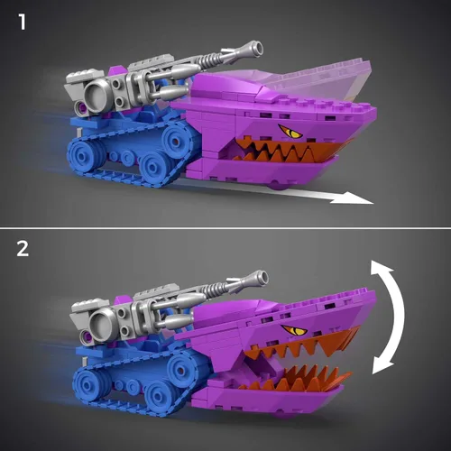 Vista 4 de MEGA Construx Masters of the Universe - Juego de juguetes de construcción, Land Shark Attach Vehicle con 179 piezas, 2 figuras de acción micro