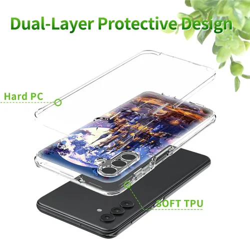 Vista 182 de Funda transparente para Samsung A15 5G de 6.5 pulgadas, doble capa protectora a prueba de golpes de PC transparente de silicona suave