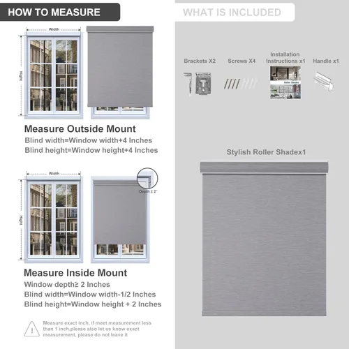 Vista 6 de Boolegon Persianas enrollables opacas para ventanas, inalámbricas, de tela con aislamiento térmico, protección UV, para el hogar, oficina