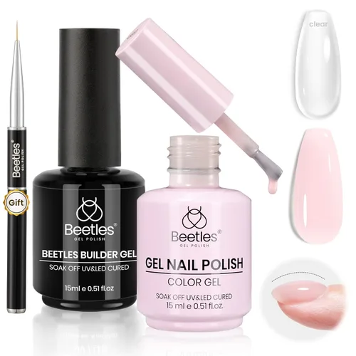 Vista 9 de Beetles Gel Constructor para Uñas, 3 Piezas de Gel Constructor de Uñas Transparente con Base y Capa Superior para Fortalecimiento de Uñas