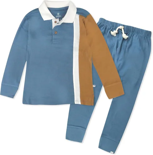 HonestBaby Playwear Outfit Sets Tops and Bottoms 100% Organic Cotton for Baby and Toddler Boys, Unisex