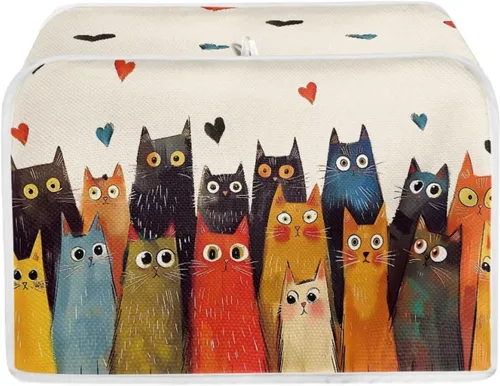 Vista 18 de Cat Print 2 Slice Bread Maker Cover Music Note Print Microwave Oven Cover Bakeware Protector Anti Fingerprint Protective Covers for Kitchen