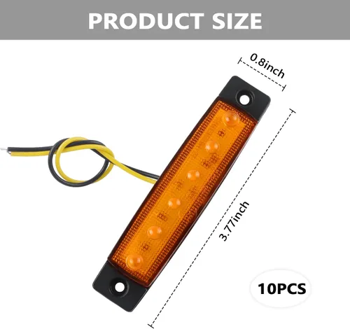 Vista 2 de 10 luces LED de marcador de remolque de 6 LED, 12-24 V, luces laterales de remolque para camiones, camionetas, luces de remolque resistentes al agua