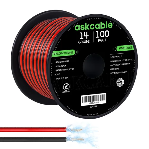 Vista 13 de Askcable Cable de alambre de 12 calibre, cable de alambre eléctrico de 12 AWG, 2 conductores de alambre rojo y negro, cable de extensión flexible