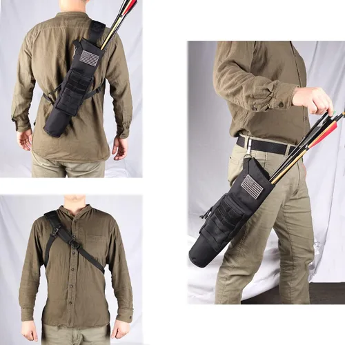 Vista 7 de KRATARC Carcaj de arco ligero para la espalda con doble uso plegable compacto, bolsa de flechas para la cadera con sistema Molle colgado para tiro